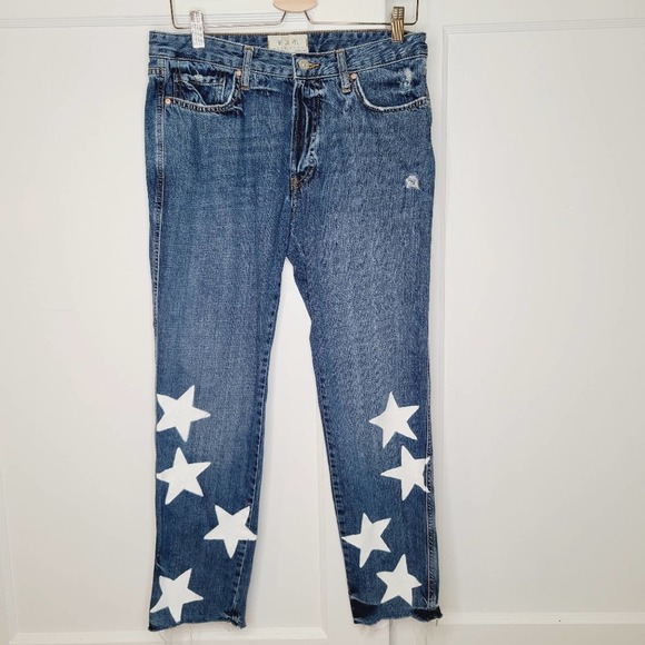 Free People Distressed Button Fly Boyfriend Jeans - Picture 2 of 10